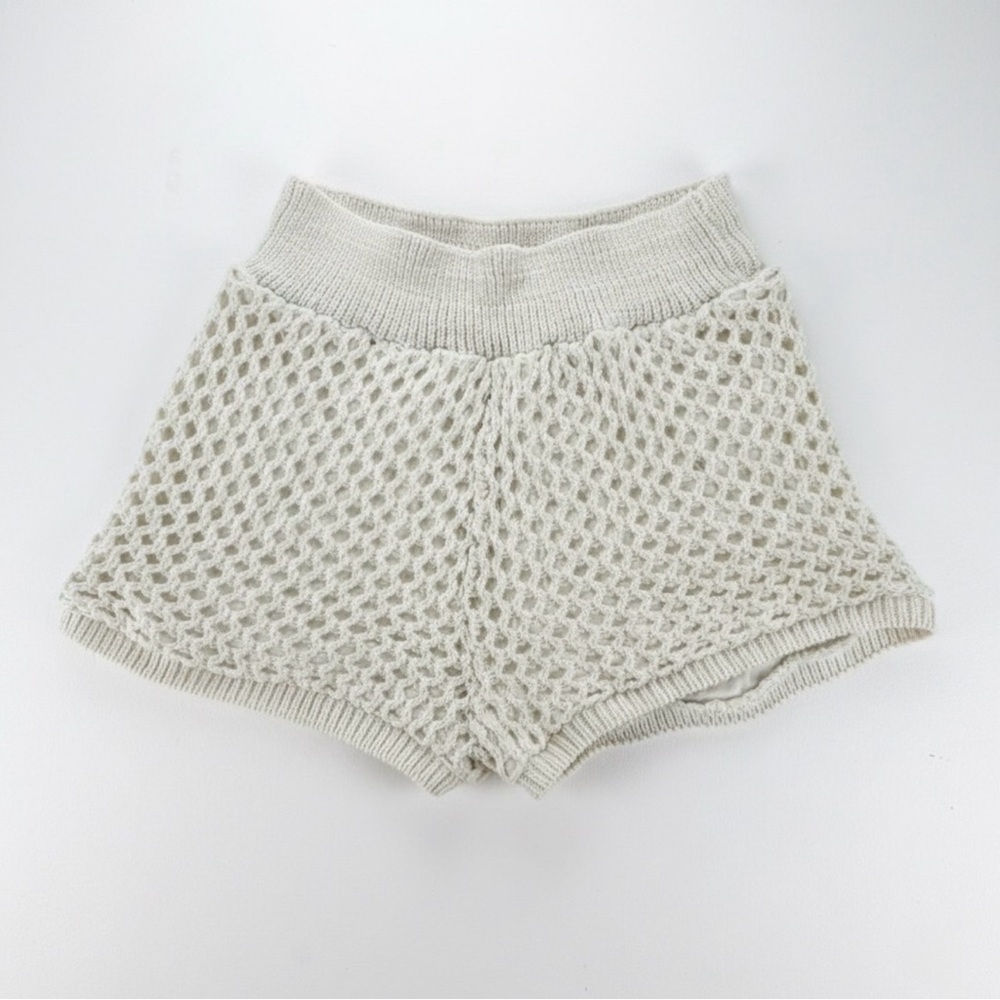 Zara Beige Knit High Waist Mini Shorts